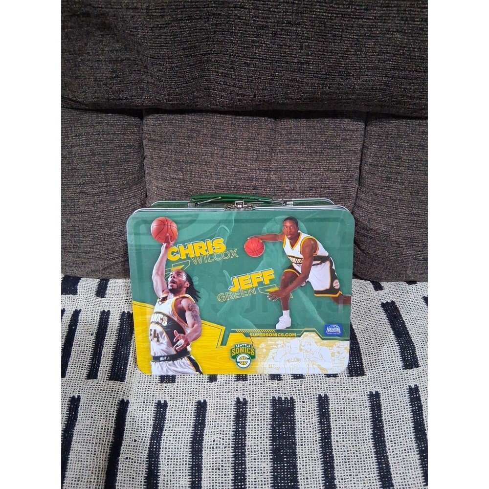 Vintage Metal Seattle Supersonics Lunchbox Rare Aquafina Used